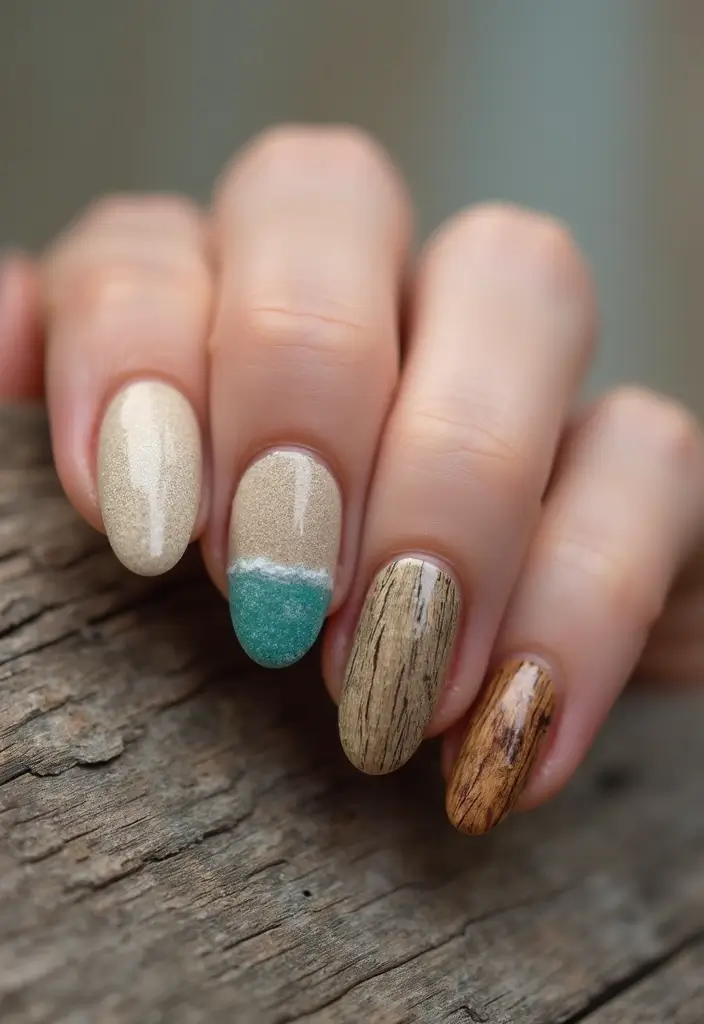 50 Fresh Nail Inspo Ideas for Trendy - 9. Nature-Inspired Textures