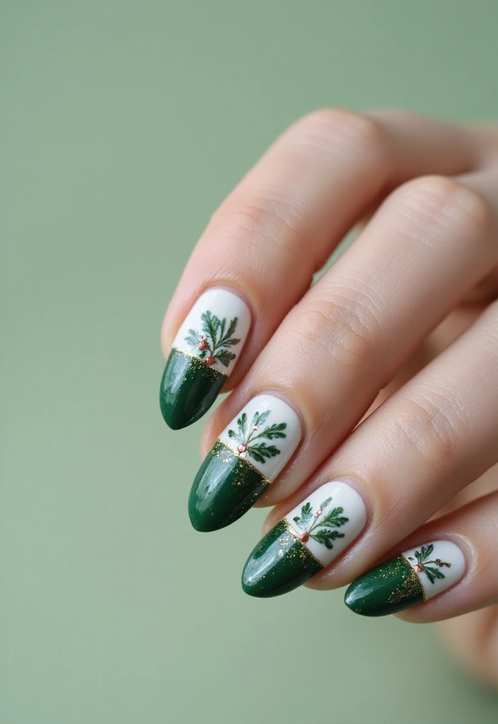 50 Holiday Nail Ideas for Seasonal Sparkling Celebrations - 14. Mistletoe Accents