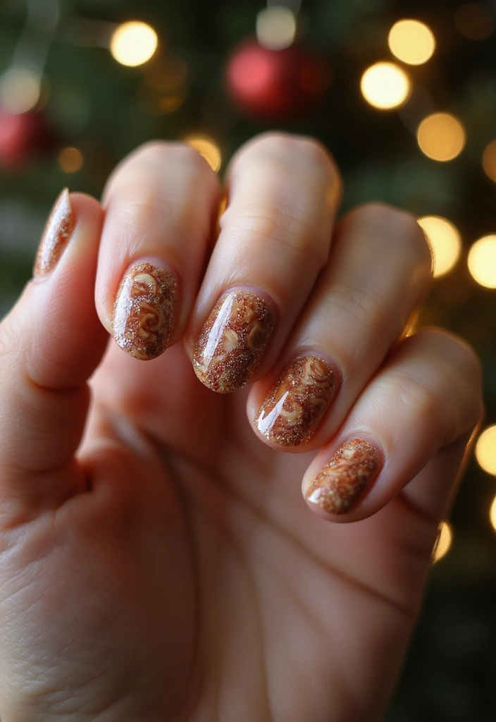 50 Holiday Nail Ideas for Seasonal Sparkling Celebrations - 23. Nutmeg and Cinnamon Swirls