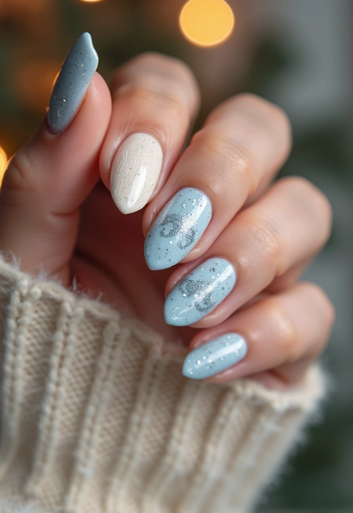 50 Holiday Nail Ideas for Seasonal Sparkling Celebrations - 30. Cozy Sweater Patterns
