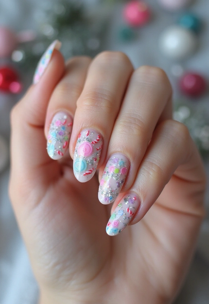 50 Holiday Nail Ideas for Seasonal Sparkling Celebrations - 33. Candy Land Nails
