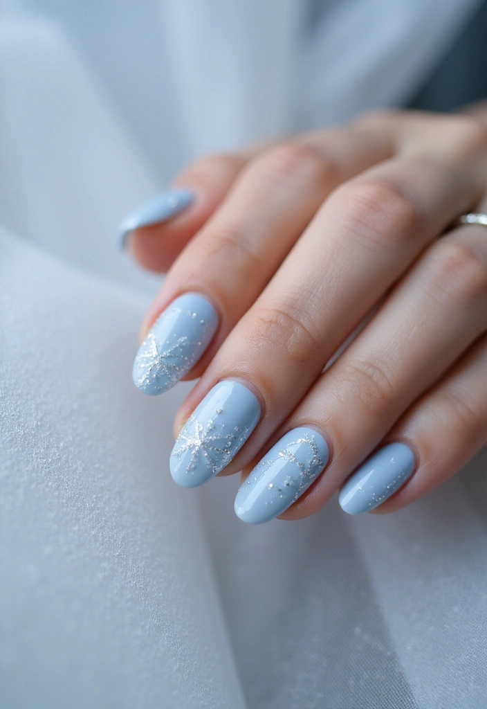 50 Holiday Nail Ideas for Seasonal Sparkling Celebrations - 35. Silver Glitter Snow Drifts
