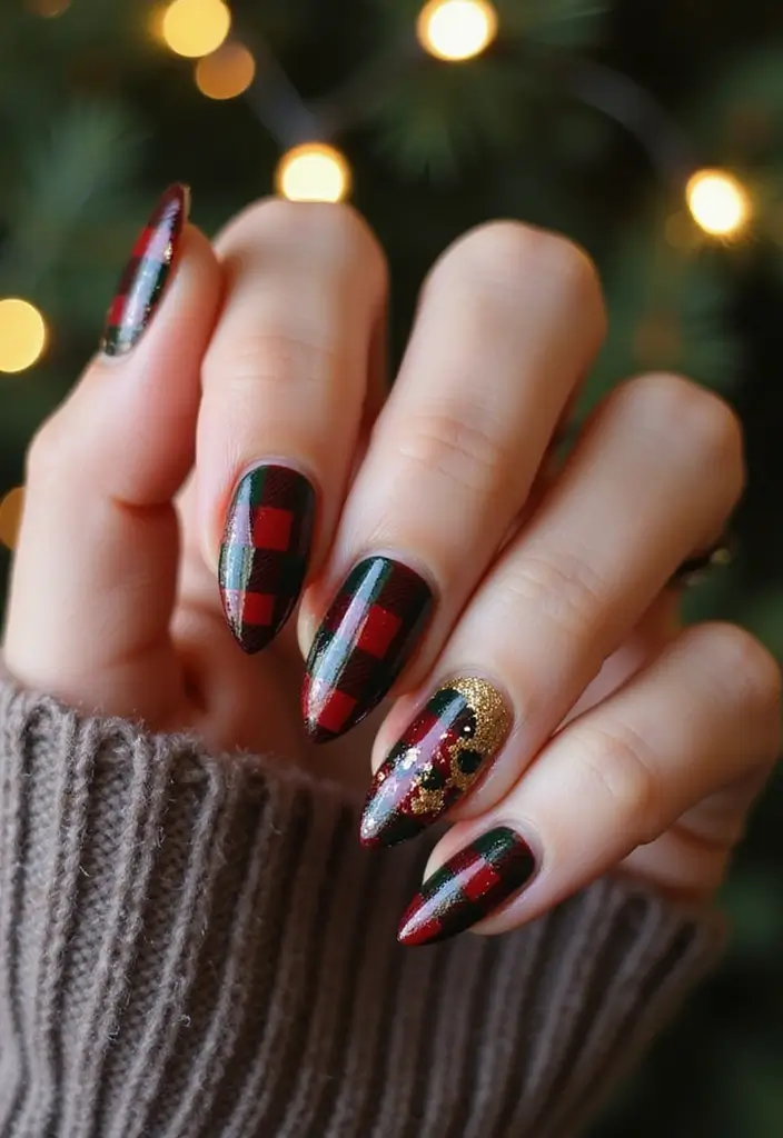 50 Holiday Nail Ideas for Seasonal Sparkling Celebrations - 4. Festive Plaid Nails