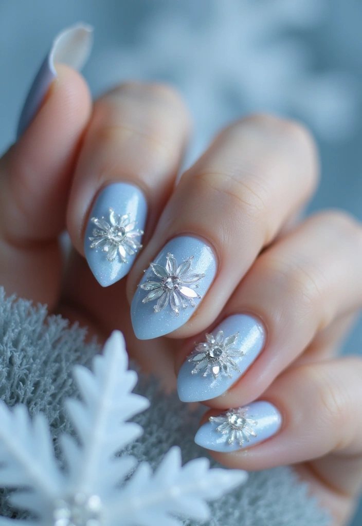 50 Holiday Nail Ideas for Seasonal Sparkling Celebrations - 41. Crystal Snowflakes