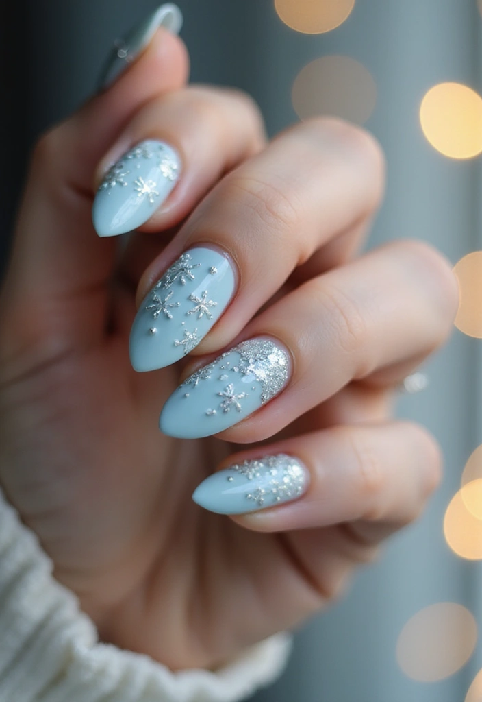 50 Holiday Nail Ideas for Seasonal Sparkling Celebrations - 44. Modern Minimalist Snowflakes