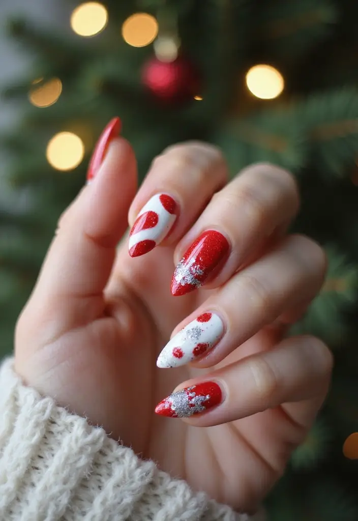 50 Holiday Nail Ideas for Seasonal Sparkling Celebrations - 48. Frosted Candy Cane