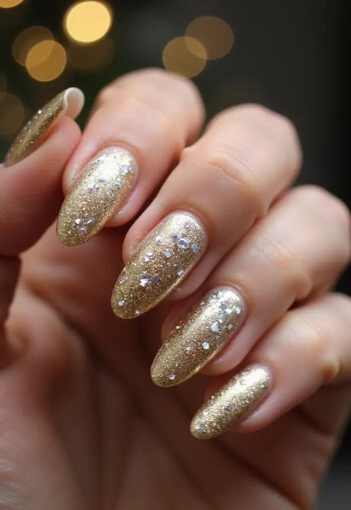 50 Holiday Nail Ideas for Seasonal Sparkling Celebrations - 50. New Year’s Eve Glam