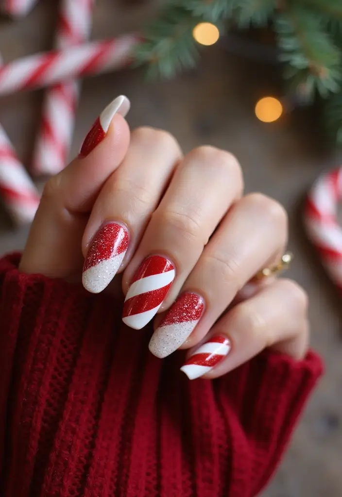 50 Holiday Nail Ideas for Seasonal Sparkling Celebrations - 7. Candy Cane Stripes