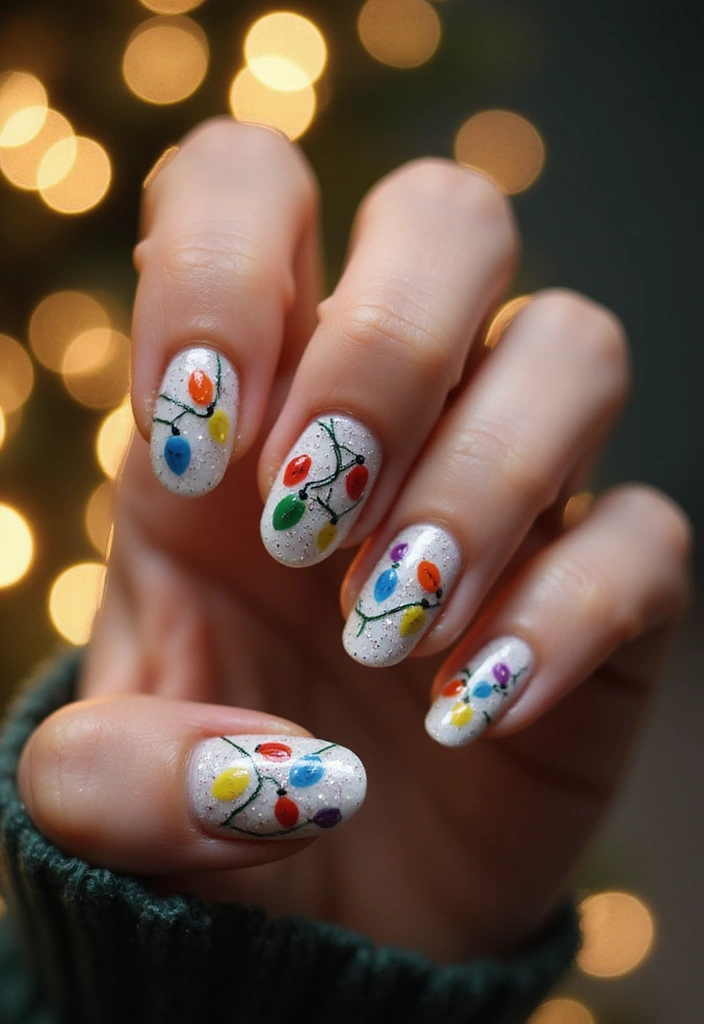 50 Holiday Nail Ideas for Seasonal Sparkling Celebrations - 8. Holiday Lights Nail Art
