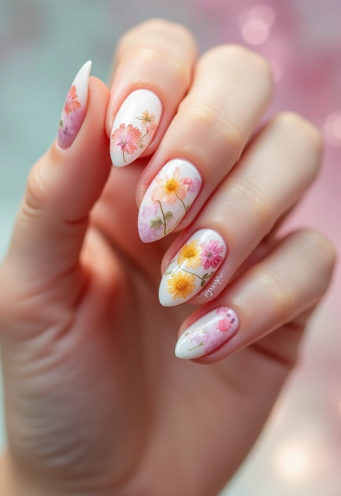 50 Hottest Nail Trends Exploding in 2025 You Can't Miss - 22. Nail Art with Dried Flowers