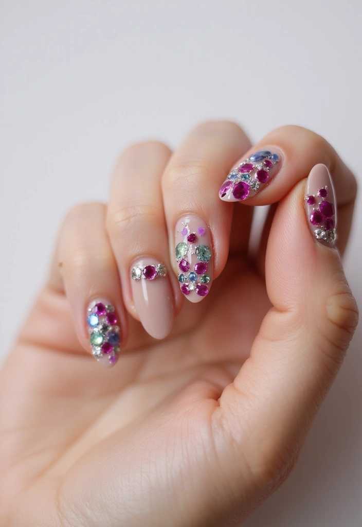 50 Hottest Nail Trends Exploding in 2025 You Can't Miss - 38. Nail Art with Gemstones
