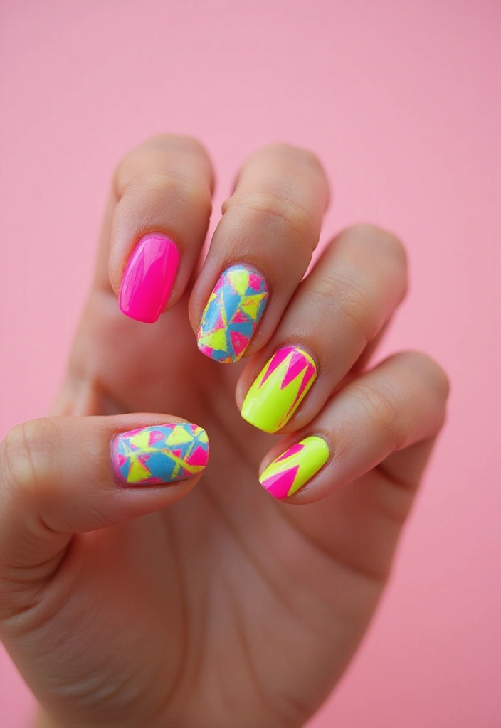 50 Playful Pink Nail Ideas for Girly - 16. Splash of Neon