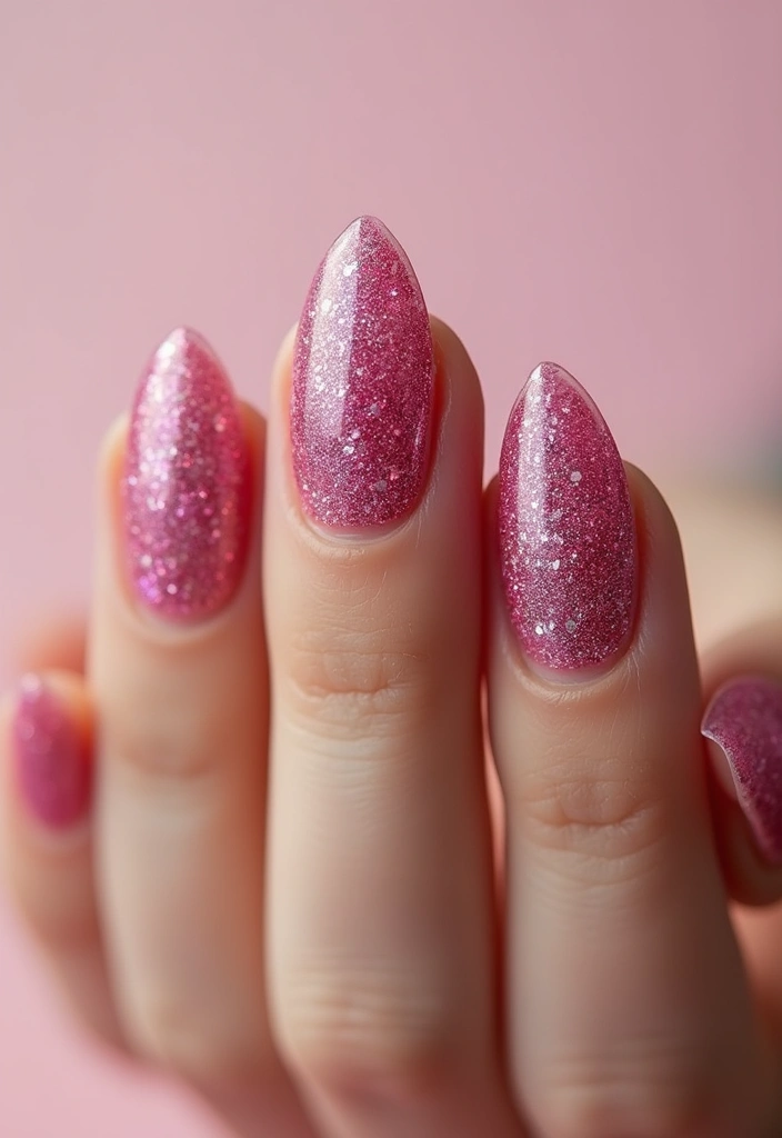 50 Playful Pink Nail Ideas for Girly - 2. Sparkling Pink Glitter