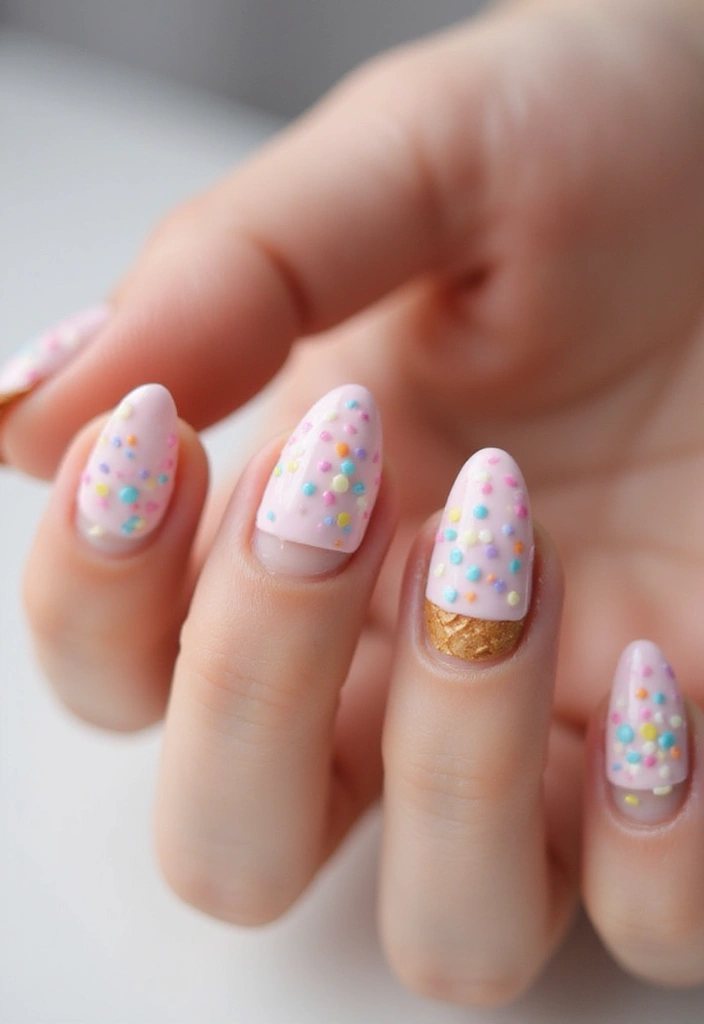 50 Playful Pink Nail Ideas for Girly - 20. Sweet Ice Cream Cones