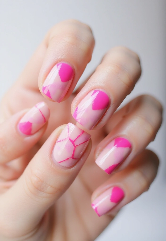 50 Playful Pink Nail Ideas for Girly - 21. Chic Geometric Shapes