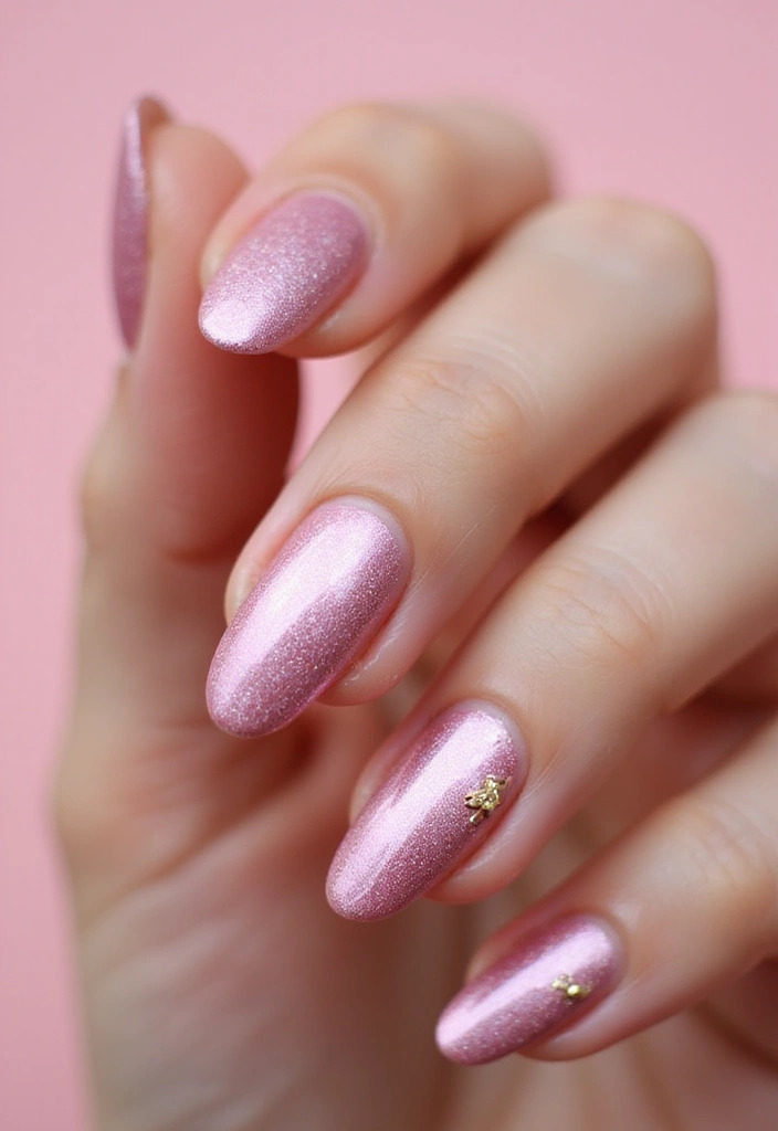 50 Playful Pink Nail Ideas for Girly - 25. Shimmering Metallics