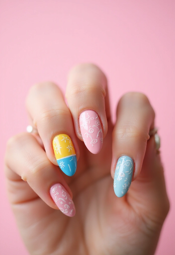50 Playful Pink Nail Ideas for Girly - 28. Whimsical Doodles
