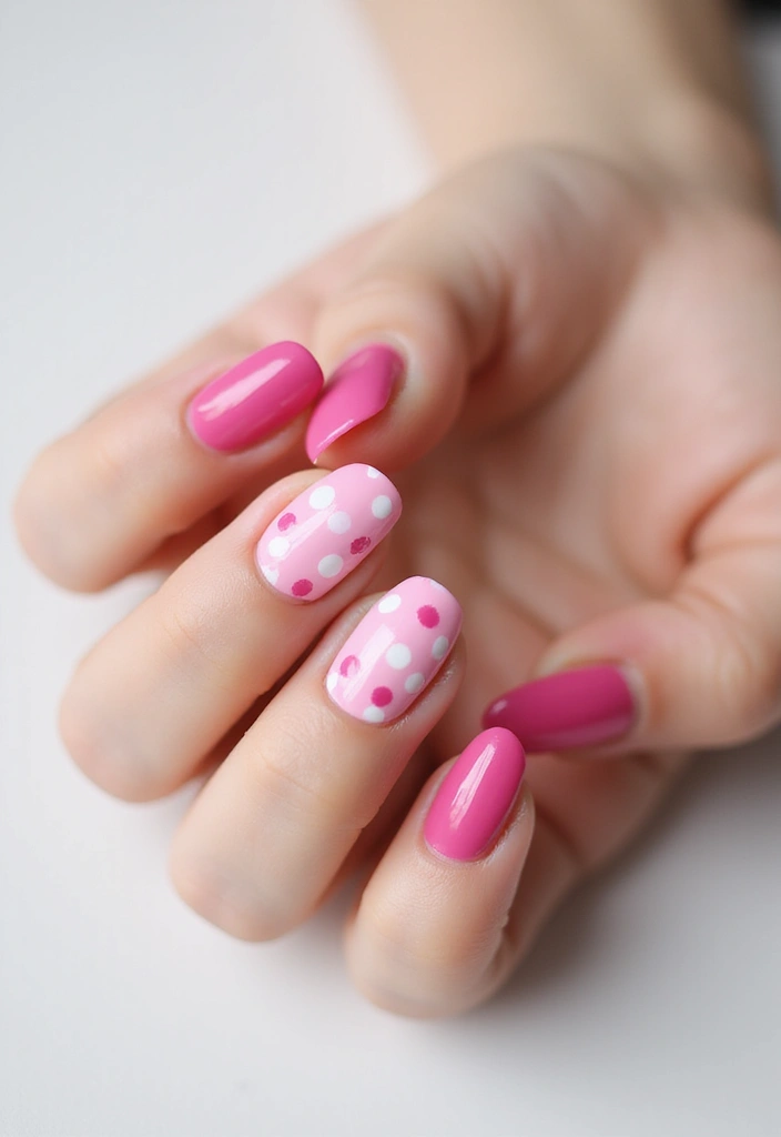 50 Playful Pink Nail Ideas for Girly - 3. Playful Polka Dots