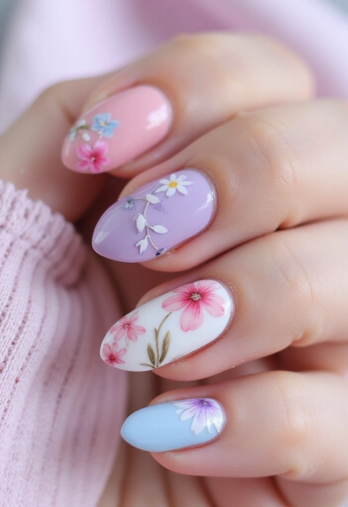 50 Playful Pink Nail Ideas for Girly - 30. Artsy Watercolor