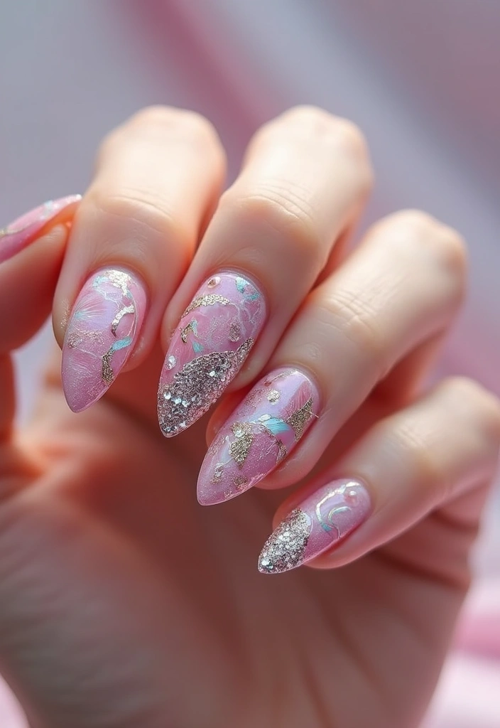 50 Playful Pink Nail Ideas for Girly - 35. Fun Geodes