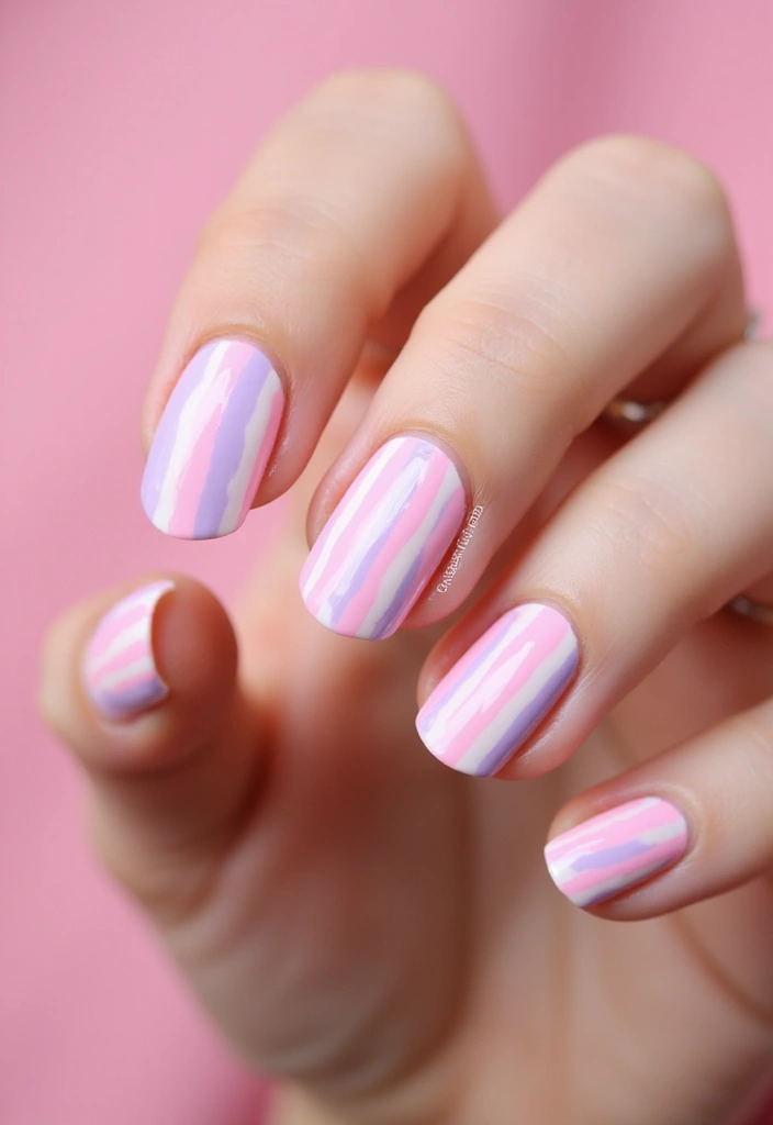 50 Playful Pink Nail Ideas for Girly - 39. Sweet Candy Stripes