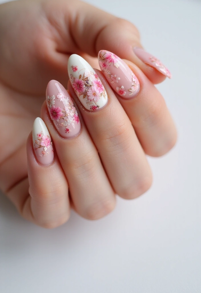 50 Playful Pink Nail Ideas for Girly - 4. Floral Nail Art