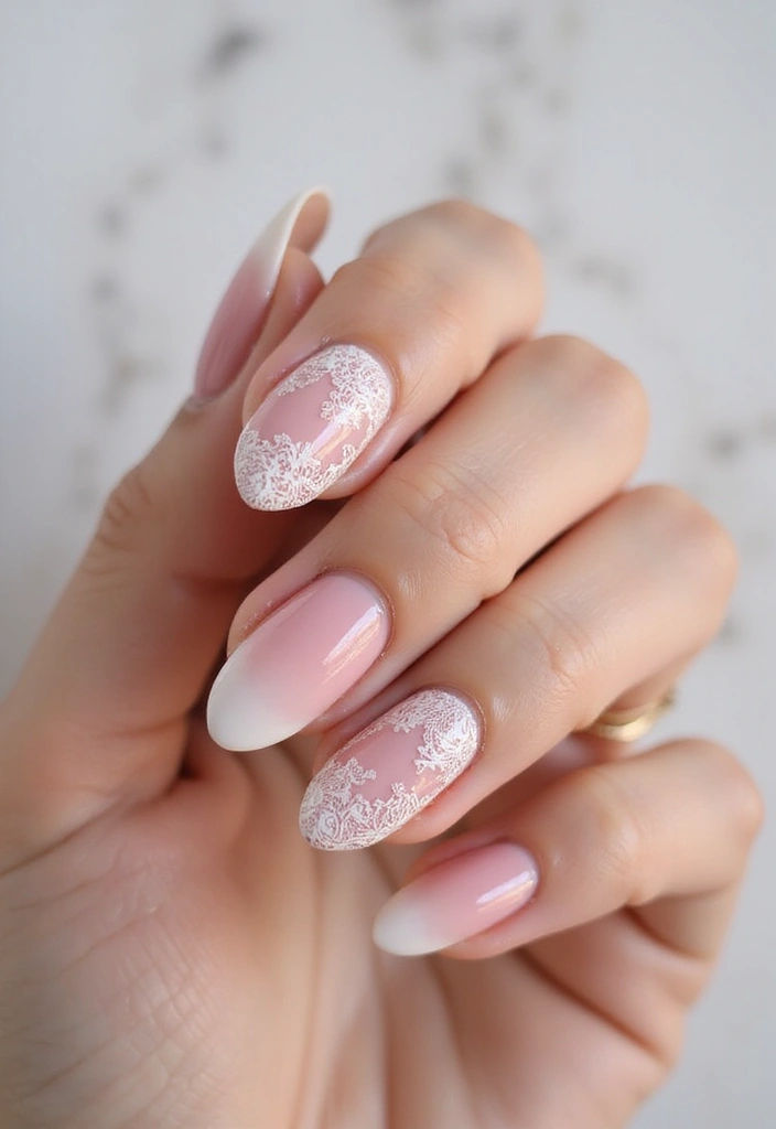50 Playful Pink Nail Ideas for Girly - 42. Lovely Lace Gradient