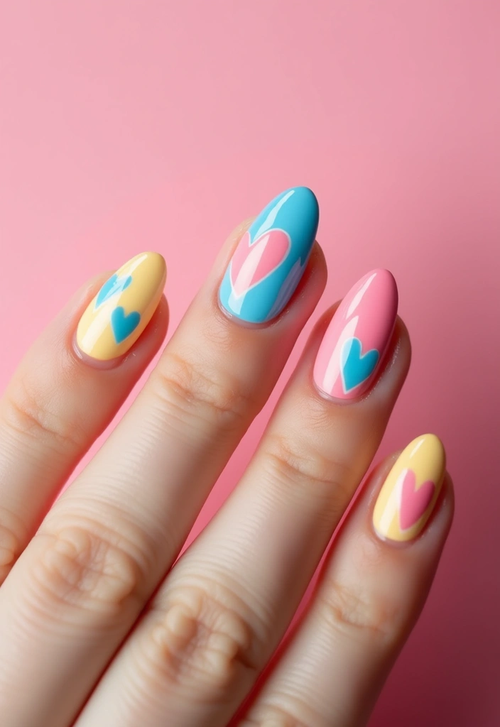 50 Playful Pink Nail Ideas for Girly - 49. Playful Candy Hearts