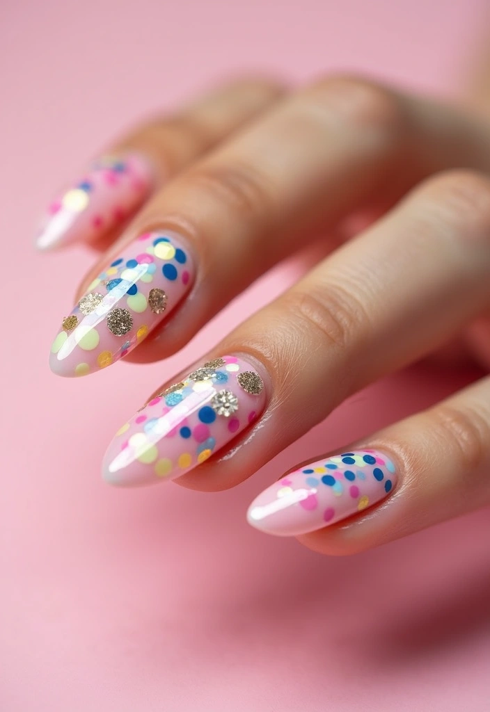 50 Playful Pink Nail Ideas for Girly - 50. Festive Confetti