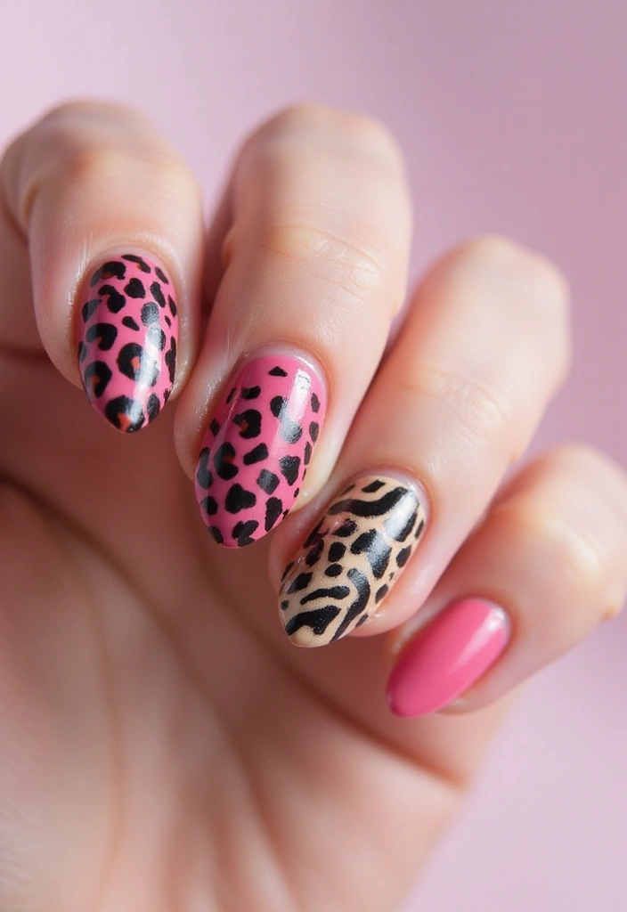 50 Pretty Pink Nail Ideas for Sweet - 11. Animal Prints