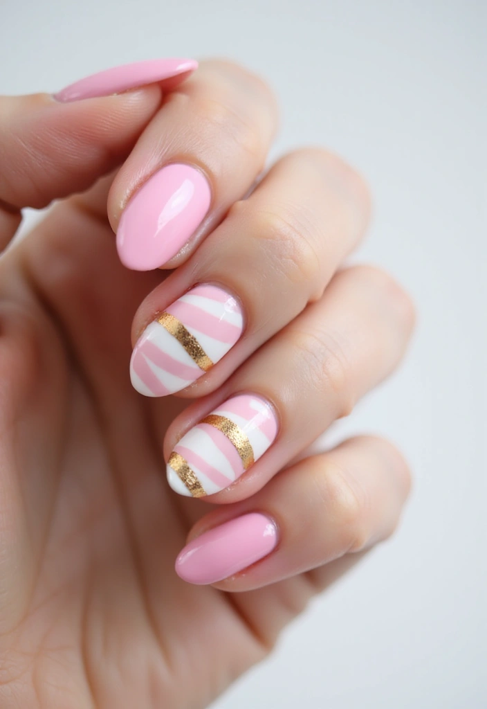 50 Pretty Pink Nail Ideas for Sweet - 15. Bold Stripes