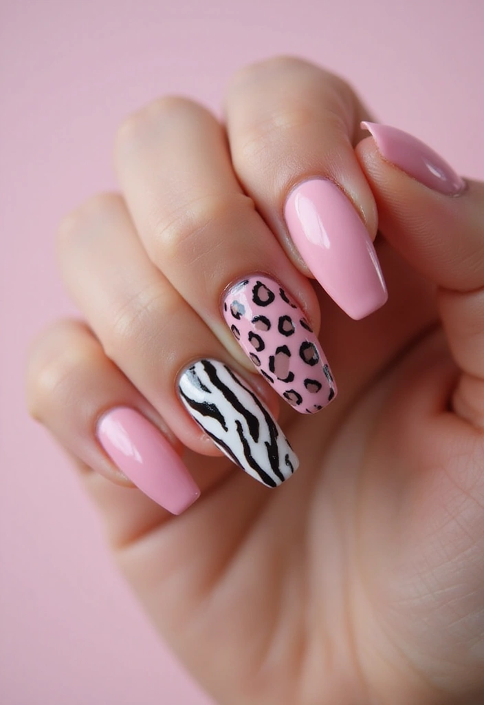50 Pretty Pink Nail Ideas for Sweet - 24. Chic Animal Print