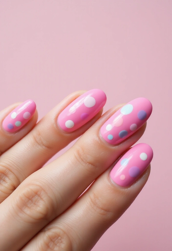 50 Pretty Pink Nail Ideas for Sweet - 27. Fun Polka Dots