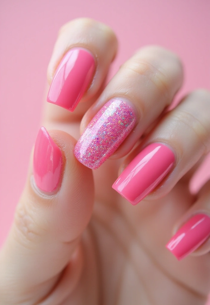 50 Pretty Pink Nail Ideas for Sweet - 3. Glitter Glam