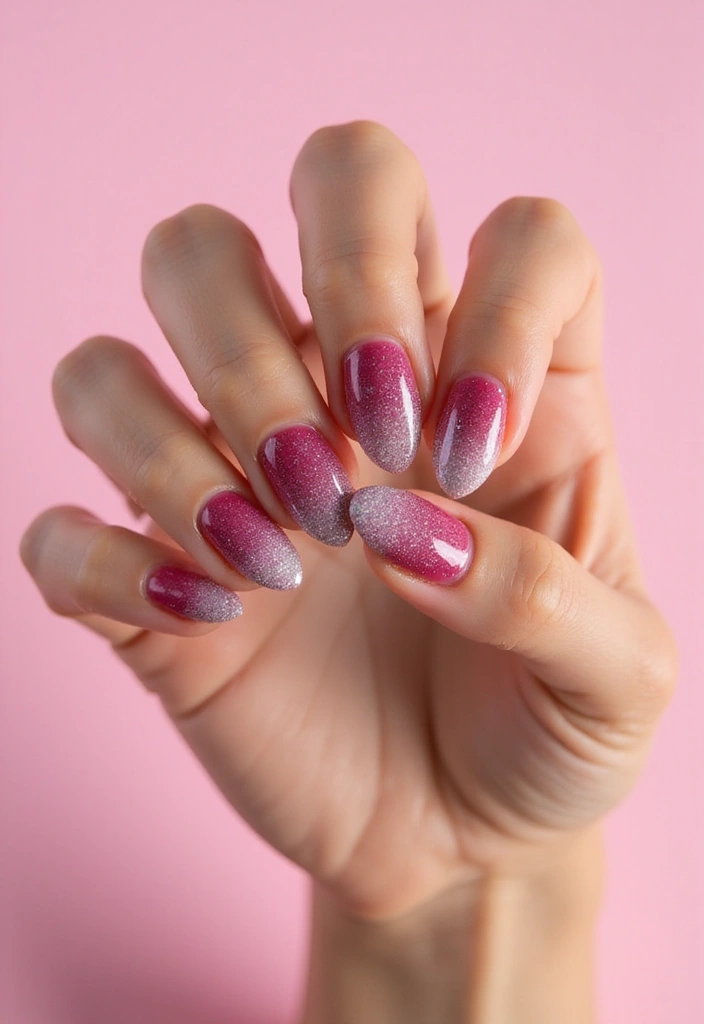 50 Pretty Pink Nail Ideas for Sweet - 32. Gradient Glitter