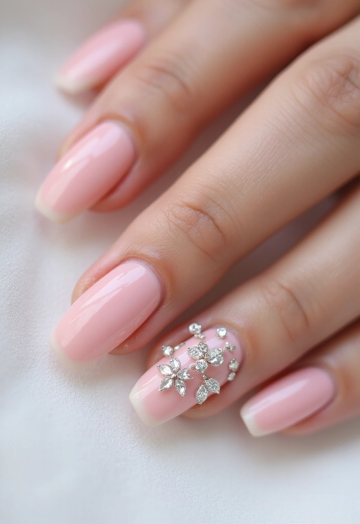 50 Pretty Pink Nail Ideas for Sweet - 33. Diamond Accents