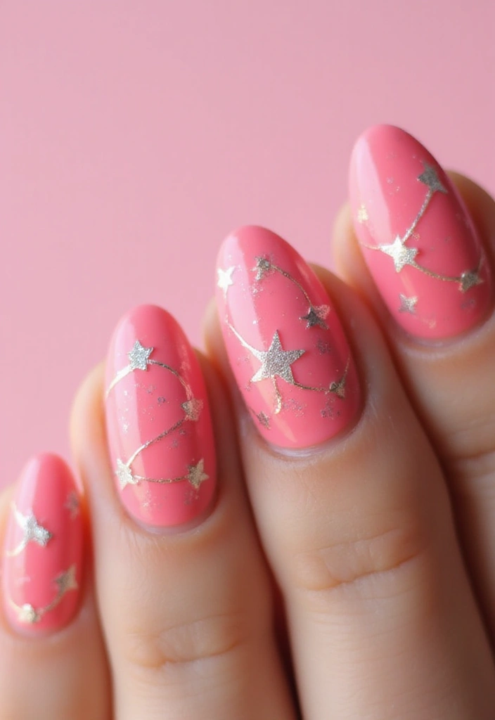 50 Pretty Pink Nail Ideas for Sweet - 34. Twinkling Lights