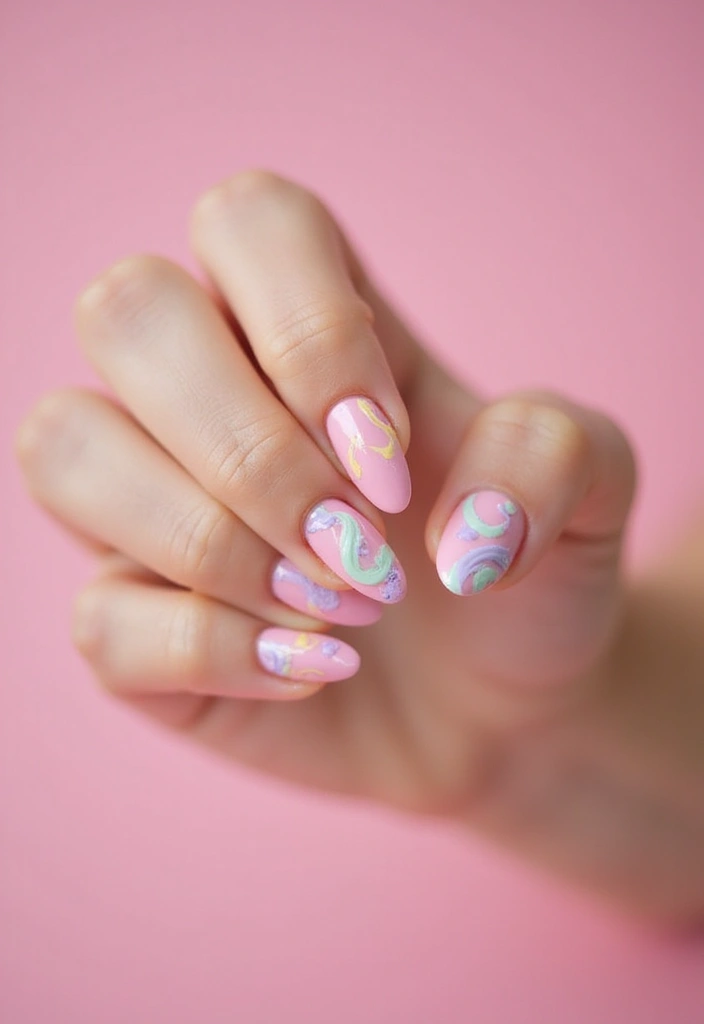 50 Pretty Pink Nail Ideas for Sweet - 35. Sweet Candy Swirls