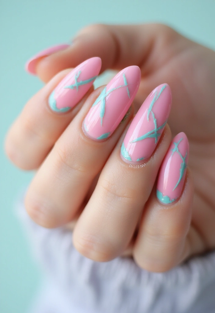 50 Pretty Pink Nail Ideas for Sweet - 38. Cool Turquoise & Pink