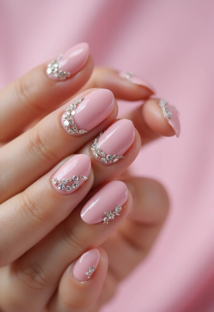 50 Pretty Pink Nail Ideas for Sweet - 41. Shiny Rhinestones