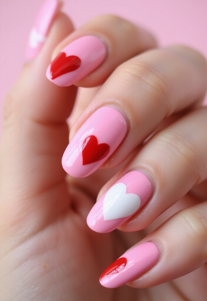 50 Pretty Pink Nail Ideas for Sweet - 43. Sassy Hearts