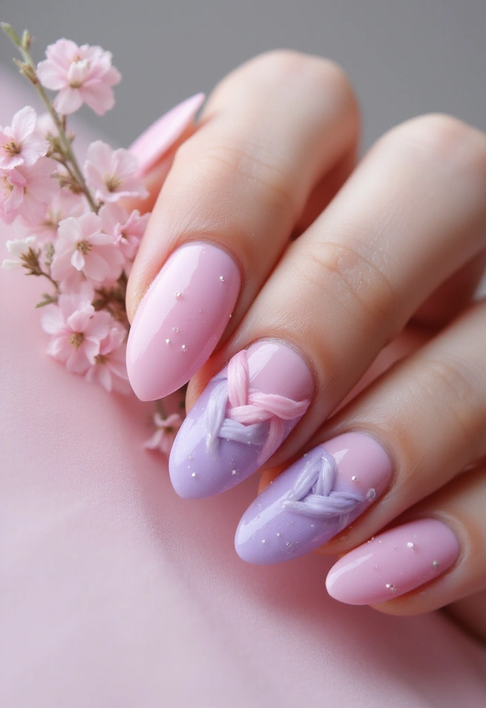 50 Pretty Pink Nail Ideas for Sweet - 45. Twisted Braids