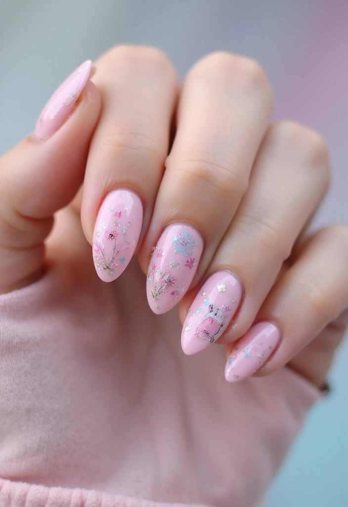 50 Pretty Pink Nail Ideas for Sweet - 47. Whimsical Fairytale
