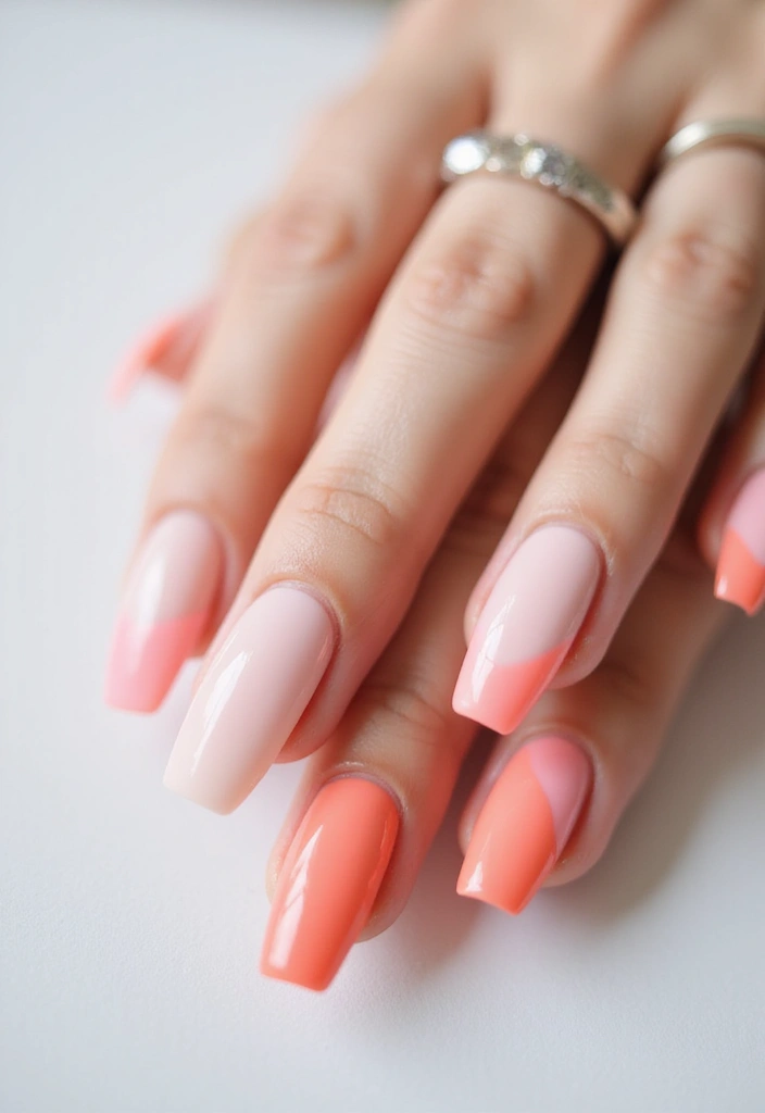 50 Pretty Pink Nail Ideas for Sweet - 48. Duo-Tone Elegance
