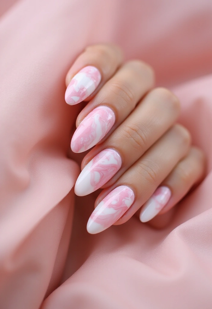 50 Pretty Pink Nail Ideas for Sweet - 7. Marbled Pink