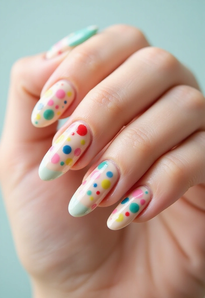 50 Simple Acrylic Nail Ideas for Everyday - 11. Polka Dot Fun