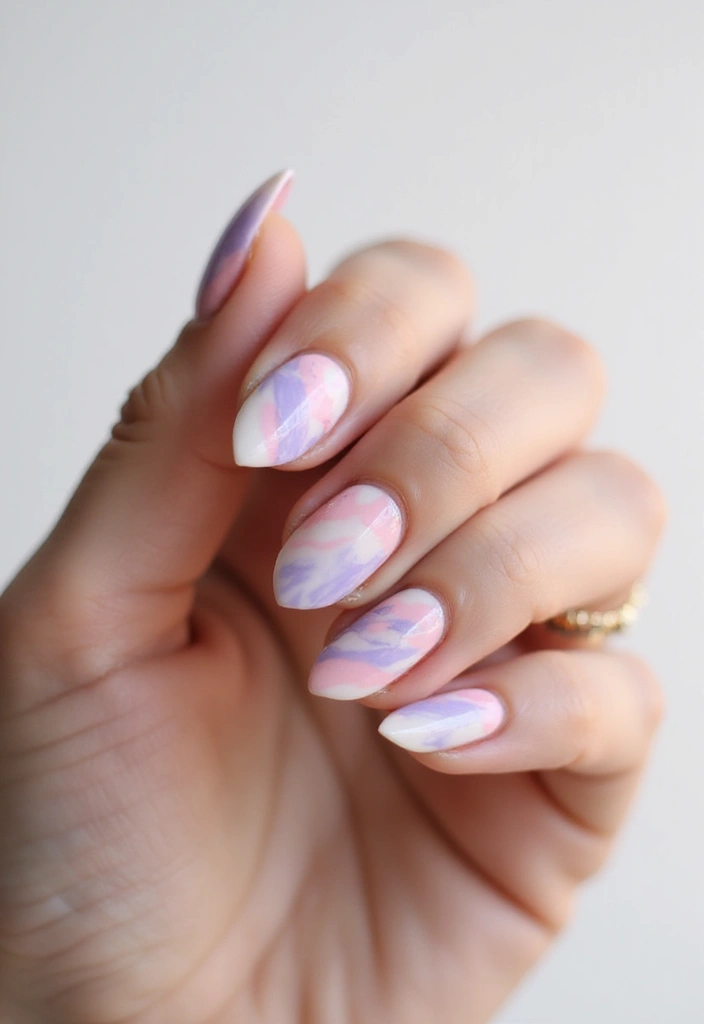 50 Simple Acrylic Nail Ideas for Everyday - 12. Soft Marbling Effect