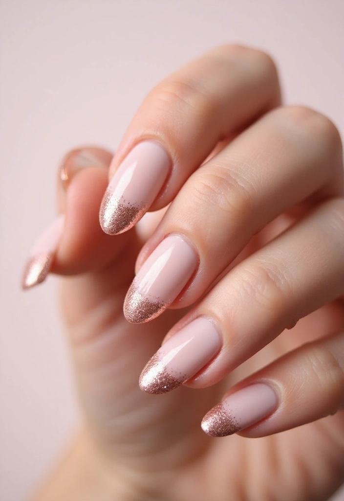50 Simple Acrylic Nail Ideas for Everyday - 13. Ombre Glitter Fade