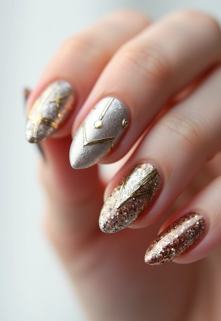 50 Simple Acrylic Nail Ideas for Everyday - 16. Shimmering Metallics