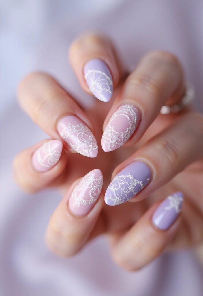 50 Simple Acrylic Nail Ideas for Everyday - 17. Elegant Lace Designs